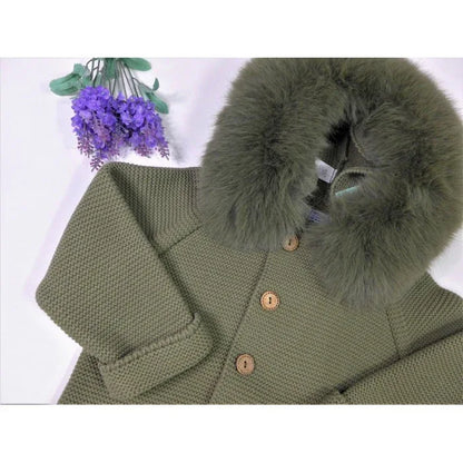 Trenka lana verde musgo con pelo sintetico - PARDALETS