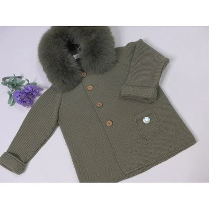 Trenka lana verde musgo con pelo sintetico - PARDALETS