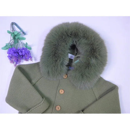 Trenka lana verde musgo con pelo sintetico - PARDALETS