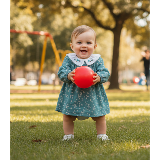 Jesusito verde con florecitas "Organza"
