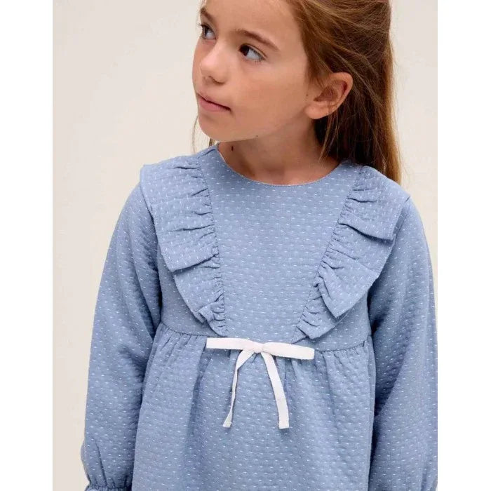 Vestido azul con puntitos blancos - PARDALETS