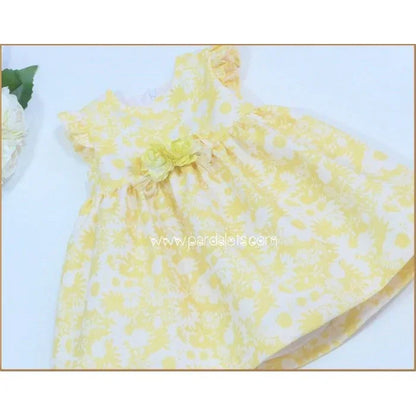 Vestido brocado flores amarillas - PARDALETS