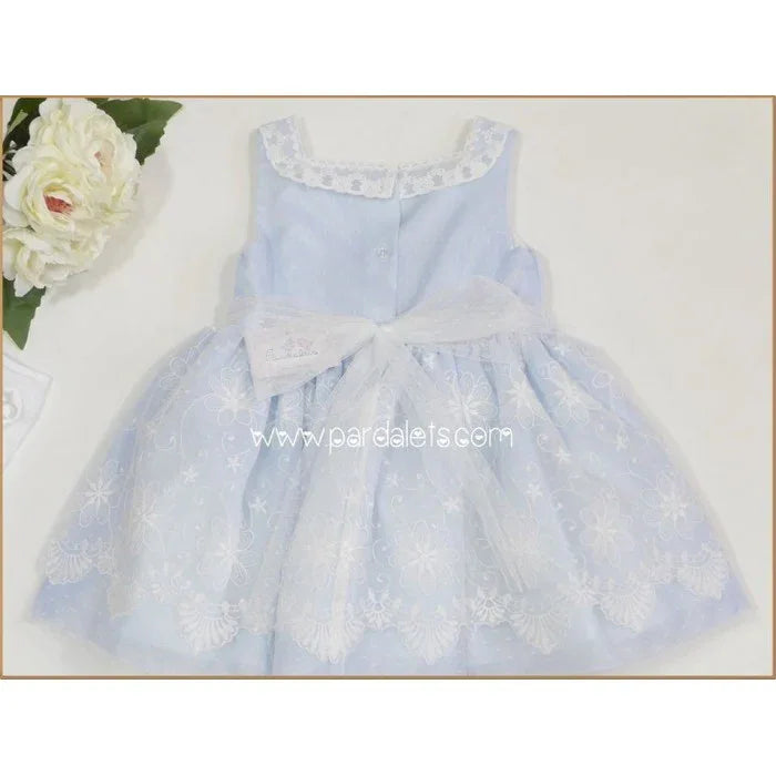 Vestido celeste tul bordado - PARDALETS