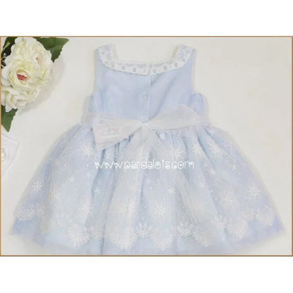 Vestido celeste tul bordado - PARDALETS