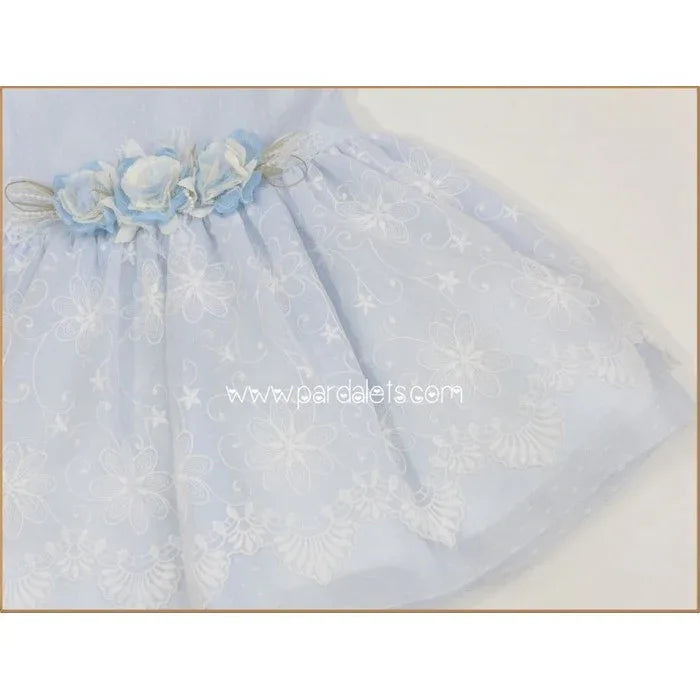 Vestido celeste tul bordado - PARDALETS
