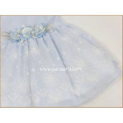 Vestido celeste tul bordado - PARDALETS