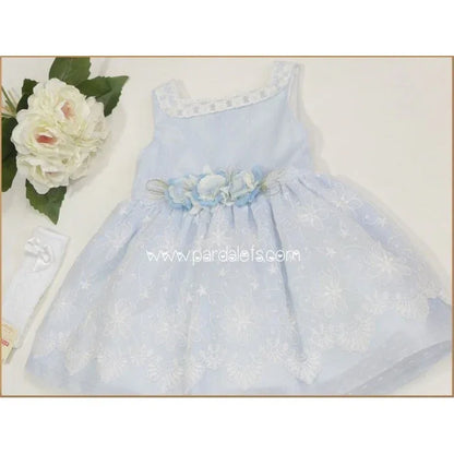 Vestido celeste tul bordado - PARDALETS