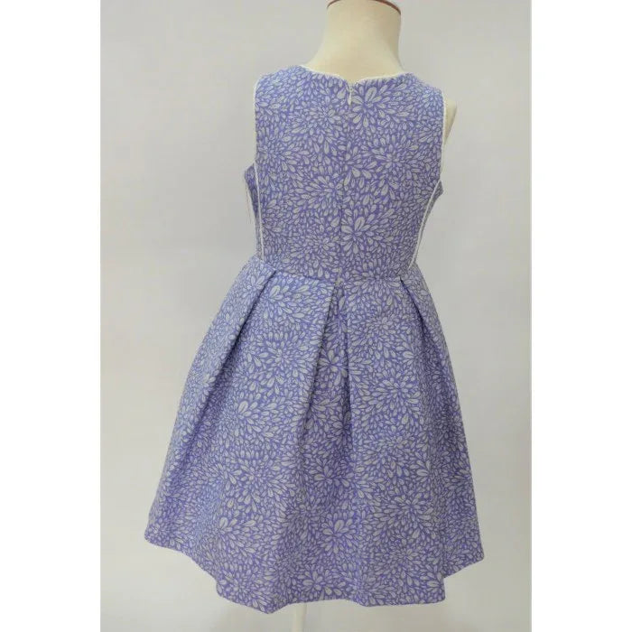 Vestido ceremonia azul rosell estampado con broche flores - PARDALETS