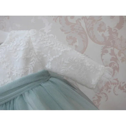 Vestido con cuerpo de tul bordado falda verde - PARDALETS