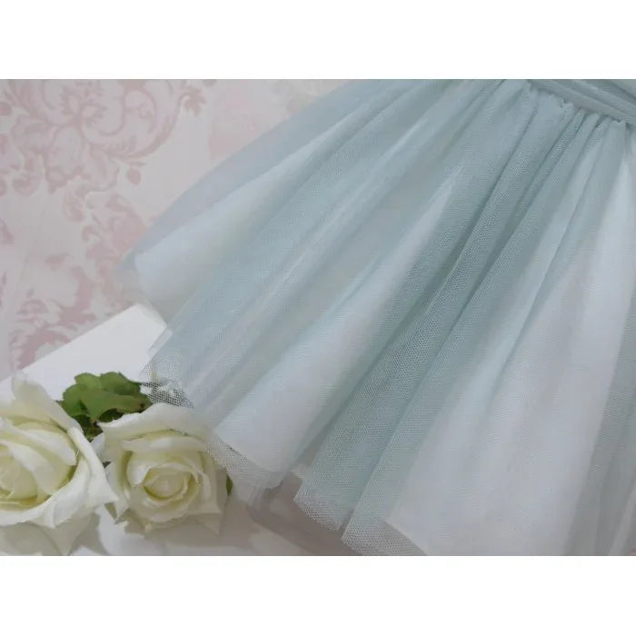 Vestido con cuerpo de tul bordado falda verde - PARDALETS