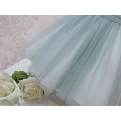 Vestido con cuerpo de tul bordado falda verde - PARDALETS