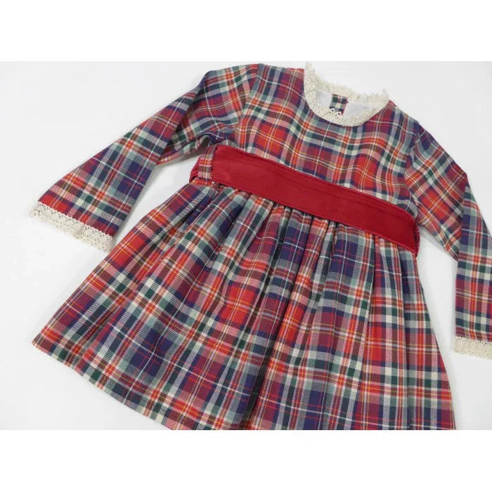 Vestido cuadros granates y verdes - PARDALETS