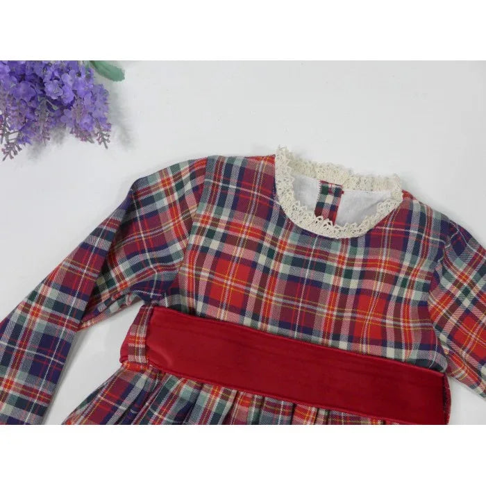 Vestido cuadros granates y verdes - PARDALETS