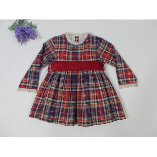 Vestido cuadros granates y verdes - PARDALETS