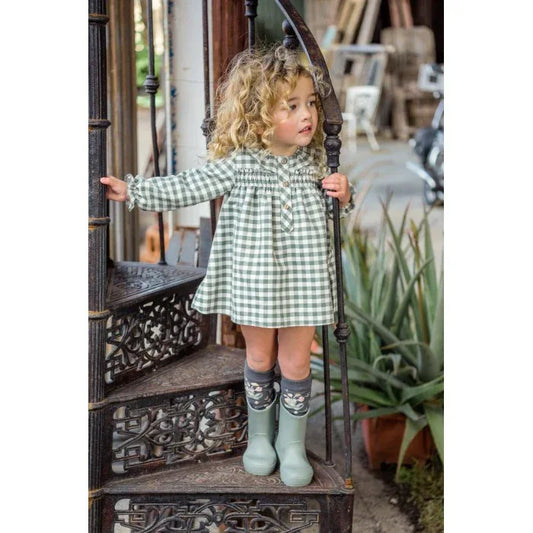 Vestido cuadros verdes con braguita "Taipei" - PARDALETS
