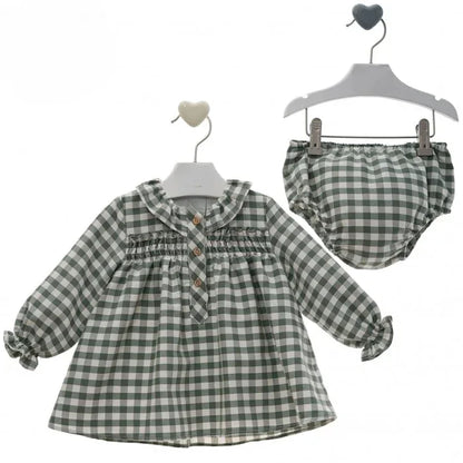 Vestido cuadros verdes con braguita "Taipei" - PARDALETS