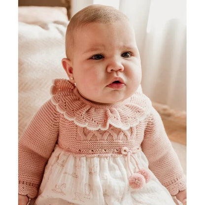 Vestido cuerpo rosa y faldita globos y caballitos - PARDALETS