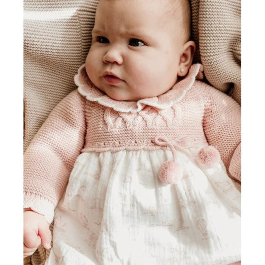 Vestido cuerpo rosa y faldita globos y caballitos - PARDALETS