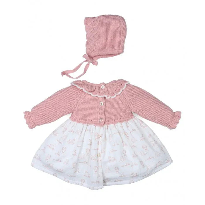 Vestido cuerpo rosa y faldita globos y caballitos - PARDALETS