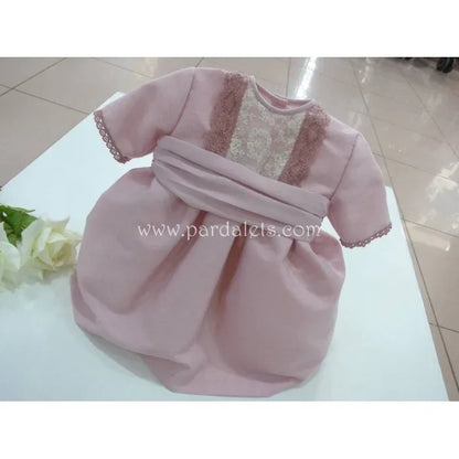 Vestido de seda rosa empolvado con puntilla - PARDALETS