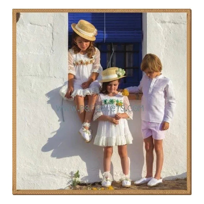 Vestido de tul blanco manga francesa - PARDALETS