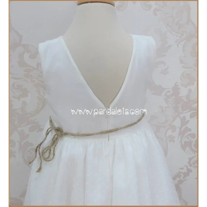 Vestido de tul blanco con flores - PARDALETS