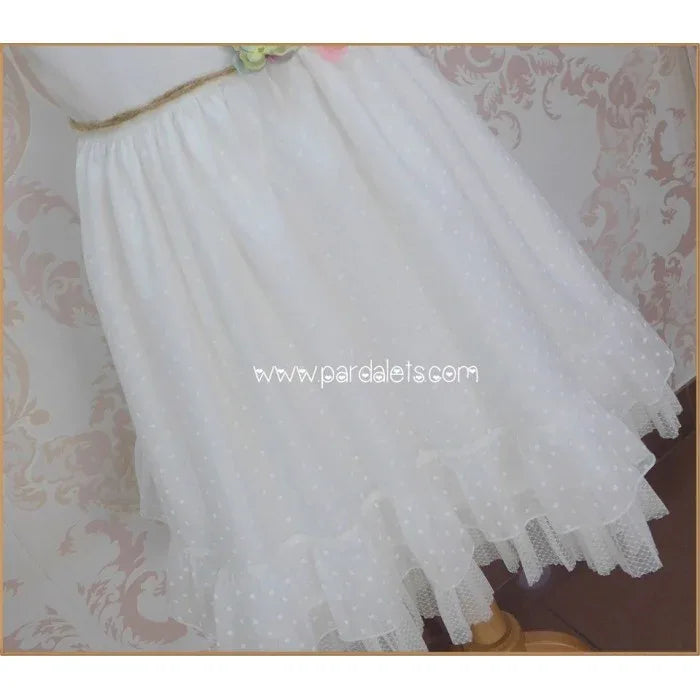 Vestido de tul blanco con flores - PARDALETS