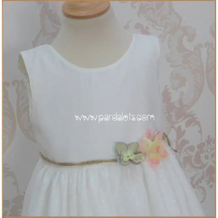 Vestido de tul blanco con flores - PARDALETS