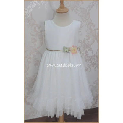 Vestido de tul blanco con flores - PARDALETS