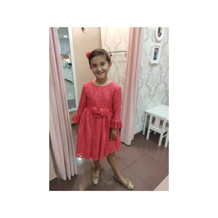 Vestido encaje coral manga francesa - PARDALETS