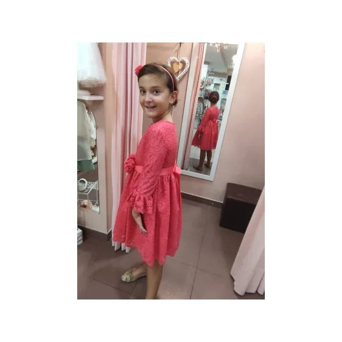 Vestido encaje coral manga francesa - PARDALETS