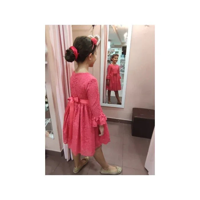 Vestido encaje coral manga francesa - PARDALETS