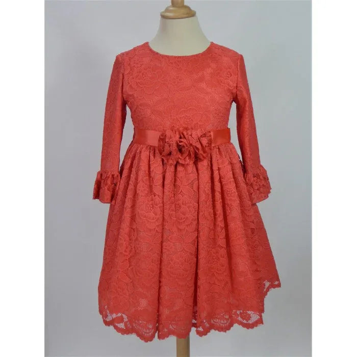 Vestido encaje coral manga francesa - PARDALETS