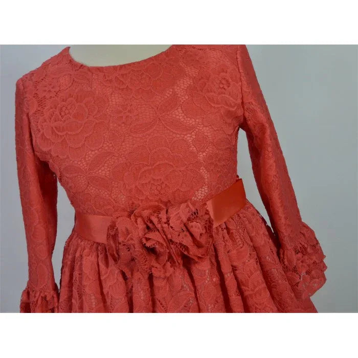 Vestido encaje coral manga francesa - PARDALETS