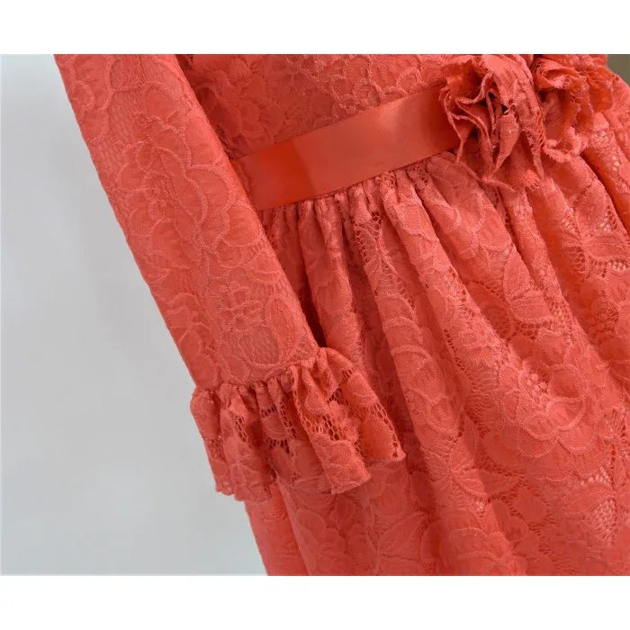 Vestido encaje coral manga francesa - PARDALETS