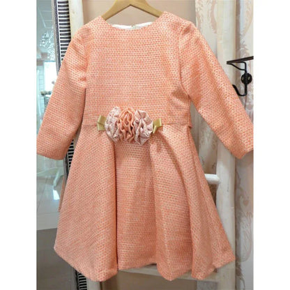 Vestido falda capeada salmón y dorado - PARDALETS