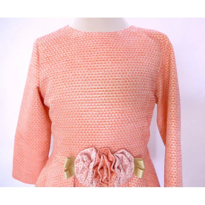 Vestido falda capeada salmón y dorado - PARDALETS