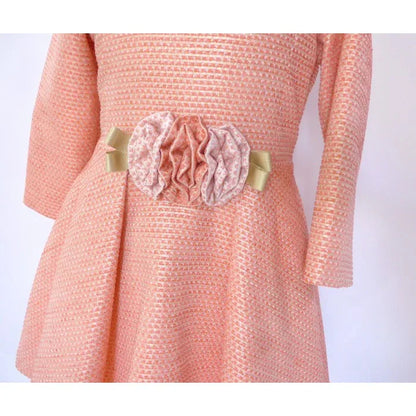 Vestido falda capeada salmón y dorado - PARDALETS