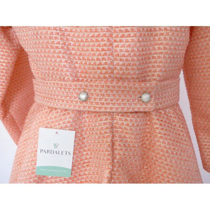 Vestido falda capeada salmón y dorado - PARDALETS