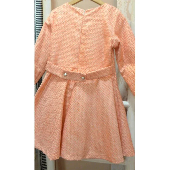 Vestido falda capeada salmón y dorado - PARDALETS