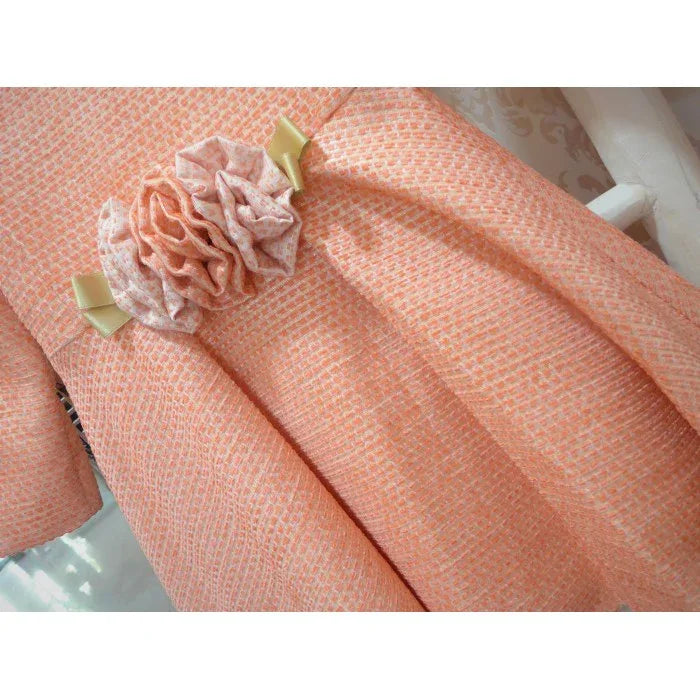 Vestido falda capeada salmón y dorado - PARDALETS