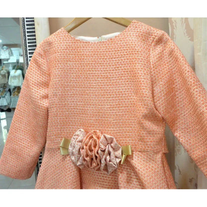 Vestido falda capeada salmón y dorado - PARDALETS