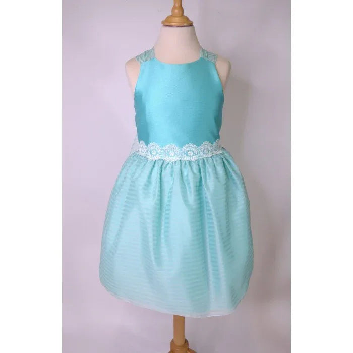 Vestido fantasia turquesa lazo y puntilla - PARDALETS