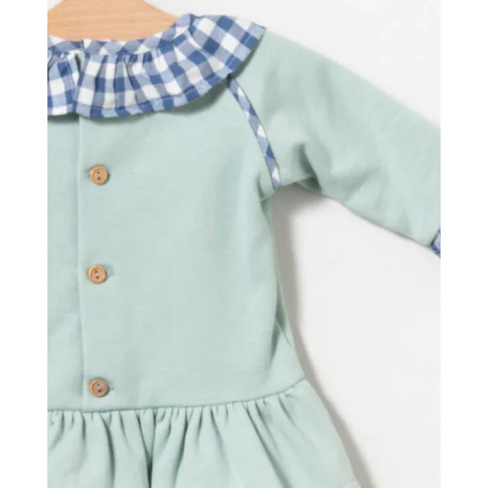 Vestido felpa verde con muñequita - PARDALETS