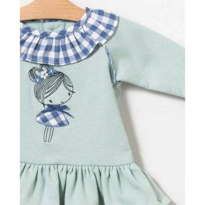 Vestido felpa verde con muñequita - PARDALETS