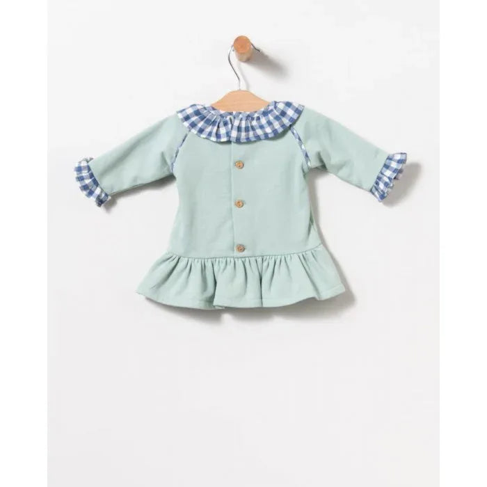 Vestido felpa verde con muñequita - PARDALETS