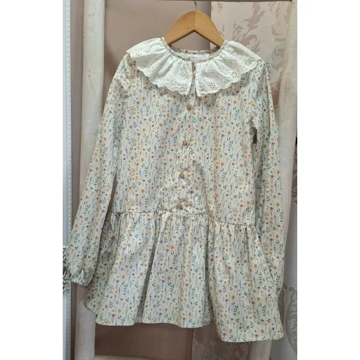 Vestido florecitas con cuello bordado - PARDALETS
