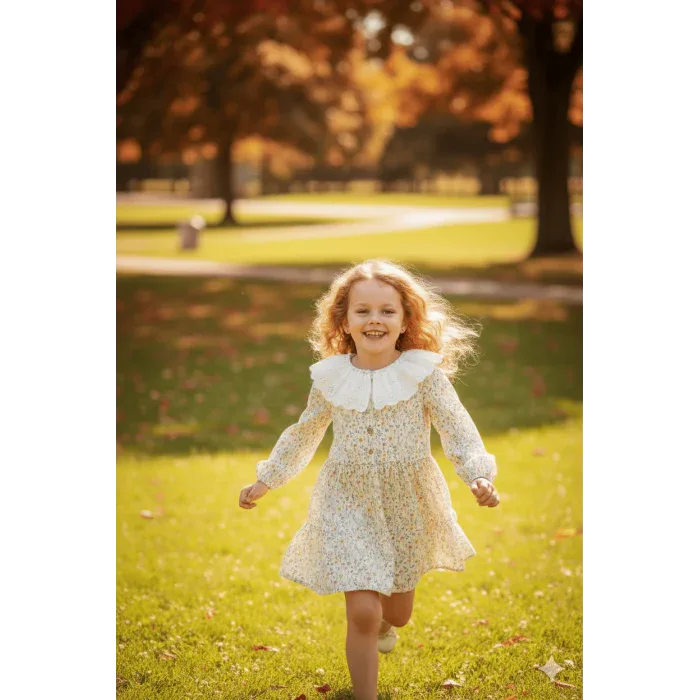 Vestido florecitas con cuello bordado - PARDALETS
