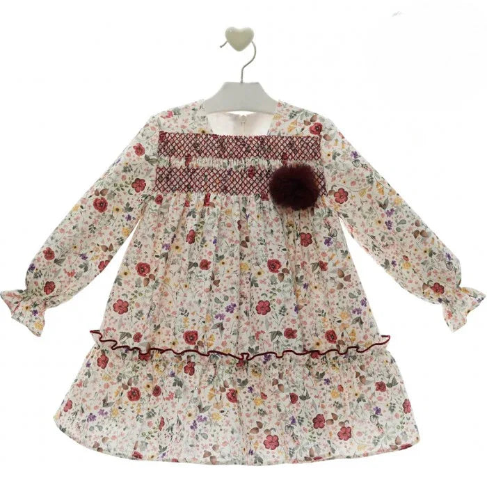 Vestido flores granates "Greta" - PARDALETS