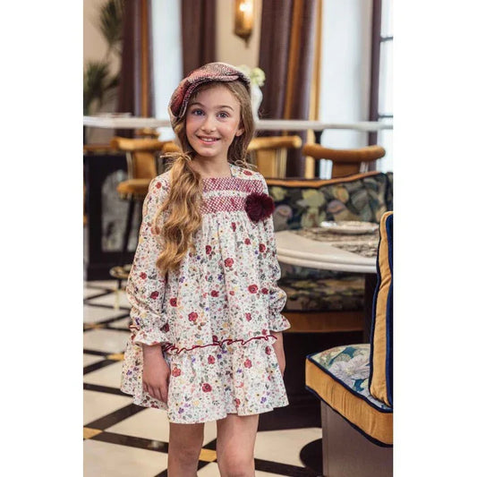 Vestido flores granates "Greta" - PARDALETS